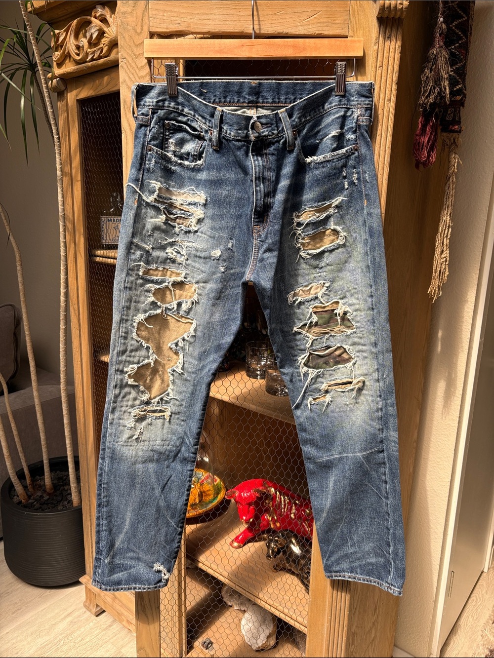 Denim & Supply Ralph Lauren Distressed Camo Patchwork Boyfriend Denim Jeans